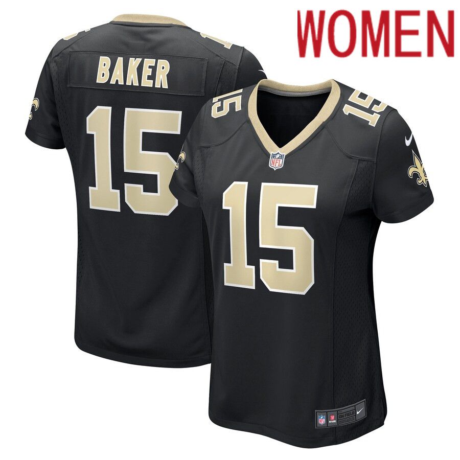 Women New Orleans Saints #15 Kawaan Baker Nike Black Game Player NFL Jersey->women nfl jersey->Women Jersey
